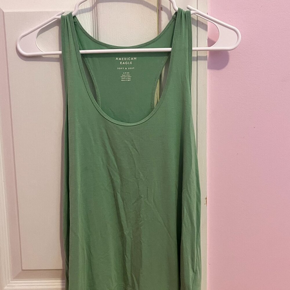Small green tank top from American Eagle, loose fitted